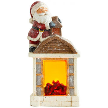 Santa s kozubom, 9 LED, 3xAA, keramika, 27,50x19x51 cm
