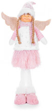 Anjelik s ružovou sukňou, látkový, ružovo-biely, 29x13x59 cm