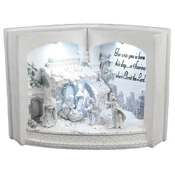 Betlehem v knihe, 3 LED, studená biela