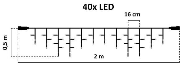 LED svetelné cencúle - 2x0,5m, teplá biela
