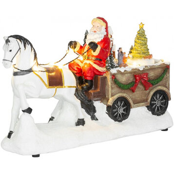 Santa s koňom, LED, 3xAA, interiér