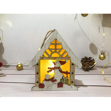 Snehuliak v domčeku, LED, závesná, 9,2x3x10,4 cm
