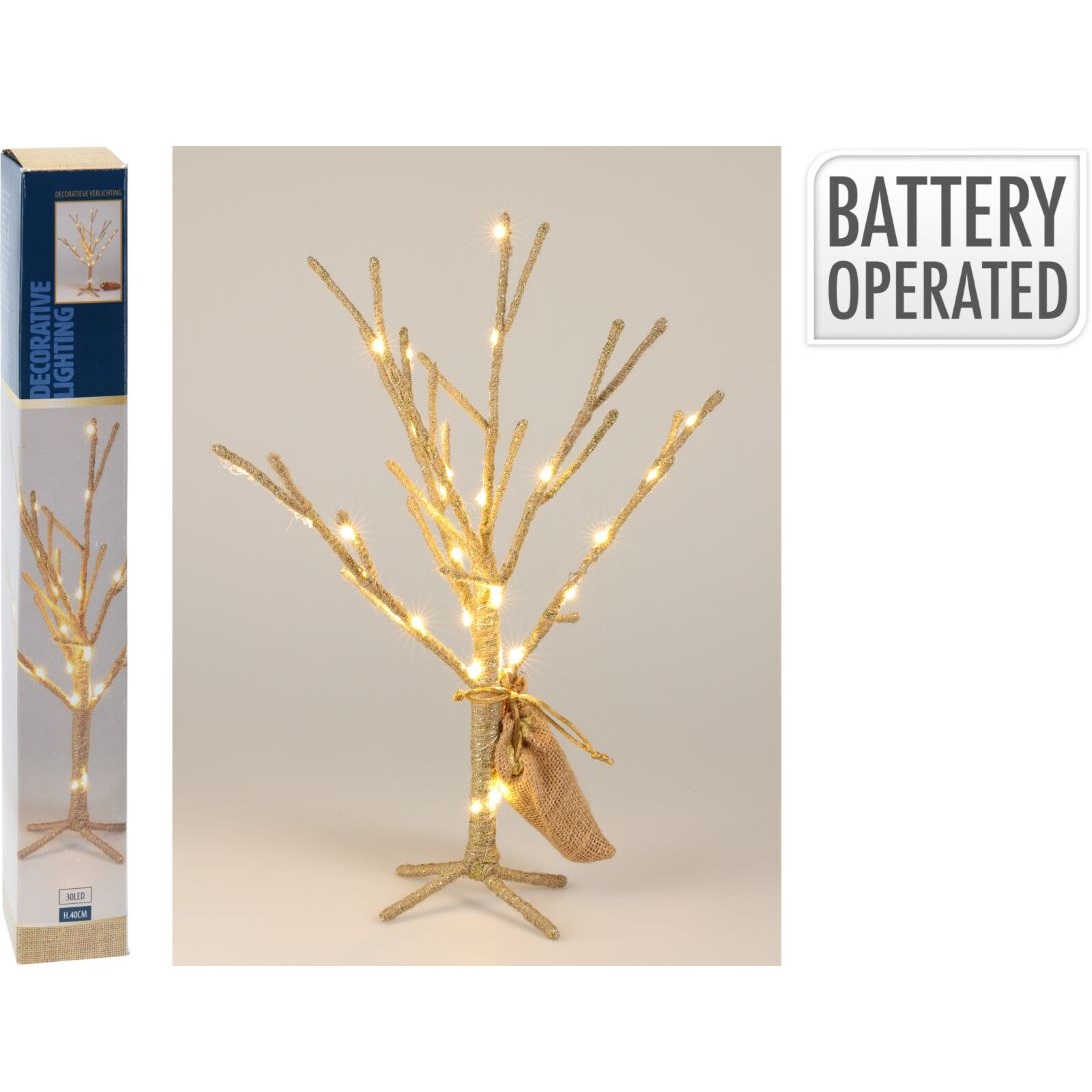 Zlatý vianočný stromček , 30 LED – 40 cm