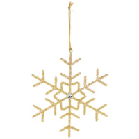 Dekorácia snehová vločka – 21 cm, zlatá