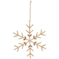 Dekorácia snehová vločka – 21 cm, zlatá