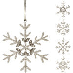 Dekorácia snehová vločka – 15 cm, strieborná