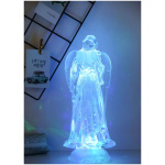 Anjel, LED, meniaca farby, s plávajúcimi trblietkami, PE, 3xAAA, 10×25 cm