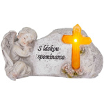 Anjel s krížom, polyresin, na hrob, solar