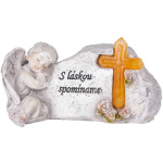 Anjel s krížom, polyresin, na hrob, solar