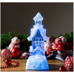 Domček, LED, meniaca farby, s plávajúcimi trblietkami, PE, 2xAA, 9,50×9,50×24,50 cm