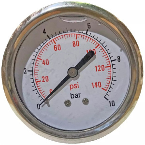 Glycerínový manometer 0-10 bar zadný