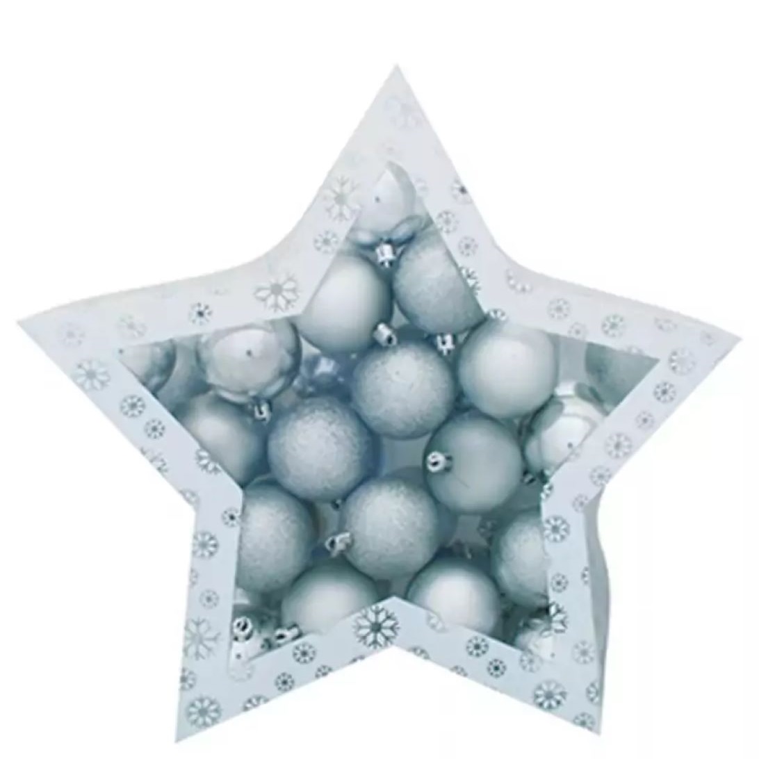 Gule 38 ks, strieborné, mix, 6 cm