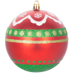 Gule Vianoce, 4 ks, červeno – zelené, s ornamentami, na vianočný stromček, 10 cm