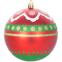 Gule Vianoce, 4 ks, červeno – zelené, s ornamentami, na vianočný stromček, 10 cm
