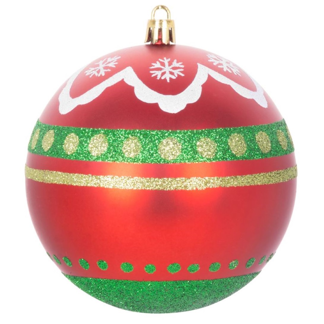 Gule Vianoce, 4 ks, červeno – zelené, s ornamentami, na vianočný stromček, 10 cm