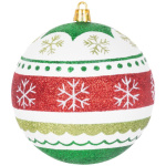 Gule Vianoce, 4 ks, červeno – zelené, s ornamentami, na vianočný stromček, 10 cm