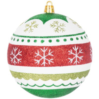 Gule Vianoce, 4 ks, červeno – zelené, s ornamentami, na vianočný stromček, 10 cm