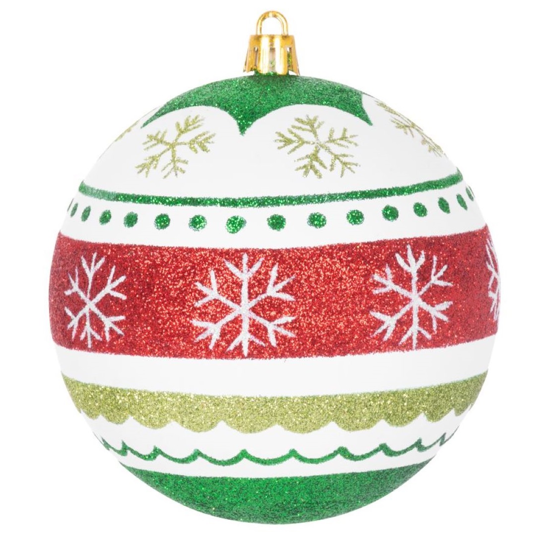 Gule Vianoce, 4 ks, červeno – zelené, s ornamentami, na vianočný stromček, 10 cm
