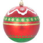 Gule Vianoce, 4 ks, červeno – zelené, s ornamentami, na vianočný stromček, 10 cm