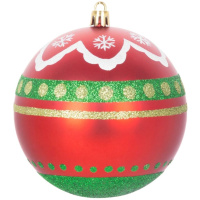 Gule Vianoce, 4 ks, červeno – zelené, s ornamentami, na vianočný stromček, 10 cm
