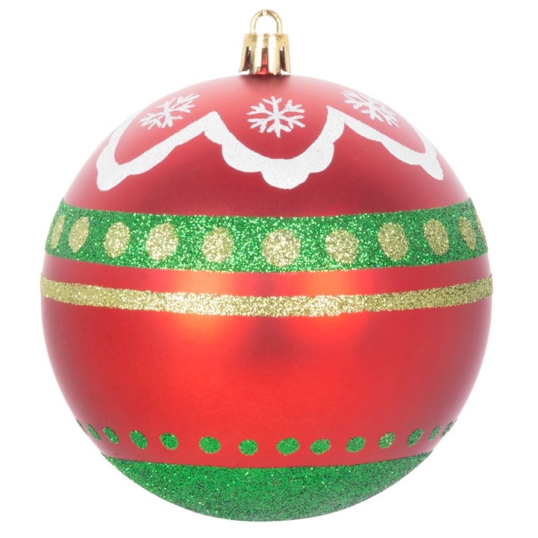 Gule Vianoce, 4 ks, červeno – zelené, s ornamentami, na vianočný stromček, 10 cm