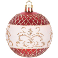 Gule Vianoce, 9 ks, červené s ornamentom, na vianočný stromček, 6 cm