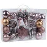 Gule Vianoce, set, 44 ks, ružovo – zelené, na vianočný stromček, 6-14 cm