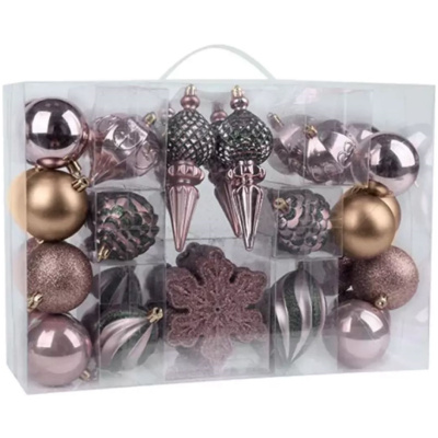 Gule Vianoce, set, 44 ks, ružovo – zelené, na vianočný stromček, 6-14 cm