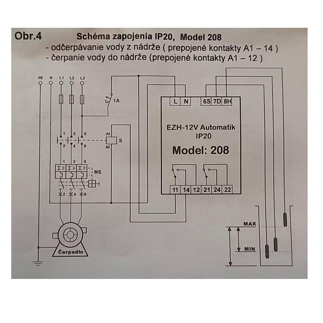 Hladinový spínač EZH-12V automatic IP 20 model 208