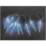 Icicle, 12 LED studená biela, 12 cencúľov, 3xAA, IP44, exteriér