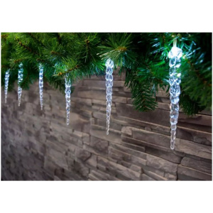 Icicle, 12 LED studená biela, 12 cencúľov, 3xAA, IP44, exteriér