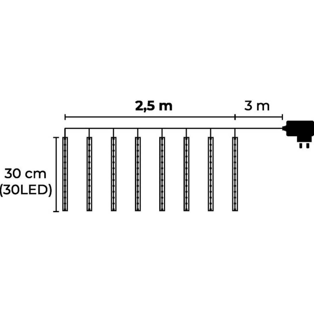 Icicle, 240 LED studená biela, 8 cencúľov, vodopádový efekt, 230 V,exteriér