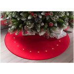 Koberec červený, s hviezdičkami, 22 LED, teplá biela, 2xAA, 90 cm