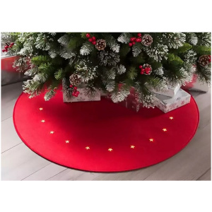 Koberec červený, s hviezdičkami, 22 LED, teplá biela, 2xAA, 90 cm