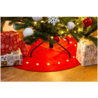 Koberec červený, s hviezdičkami, 22 LED, teplá biela, 2xAA, 90 cm