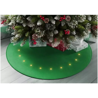 Koberec zelený, s hviezdičkami, 22 LED, teplá biela, 2xAA, 90 cm