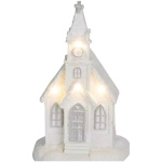 Kostol biely, 4 LED teplá biela, 2xAAA, interiér, 10x9x17 cm, sellbox 12 ks