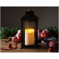 Lampáš LED, 3xAAA, plast, hnedo-medený, 14x14x33 cm