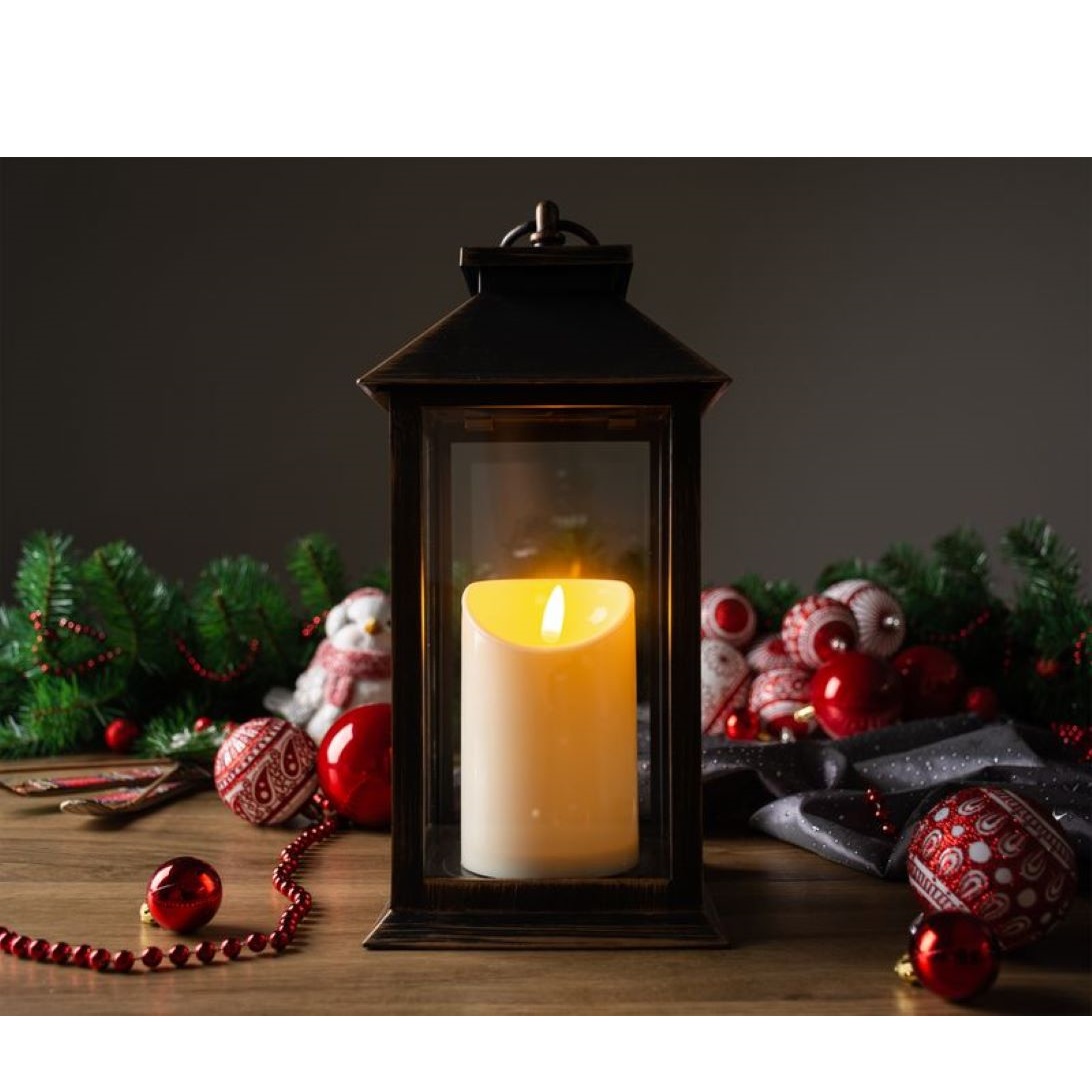Lampáš LED, 3xAAA, plast, hnedo-medený, 14x14x33 cm