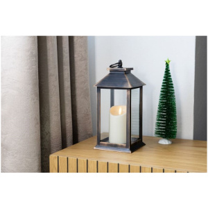 Lampáš LED, 3xAAA, plast, hnedo-medený, 14x14x33 cm