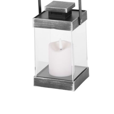 Lampáš Vianoce Retro, so sviečkou, čierny, 3xAAA