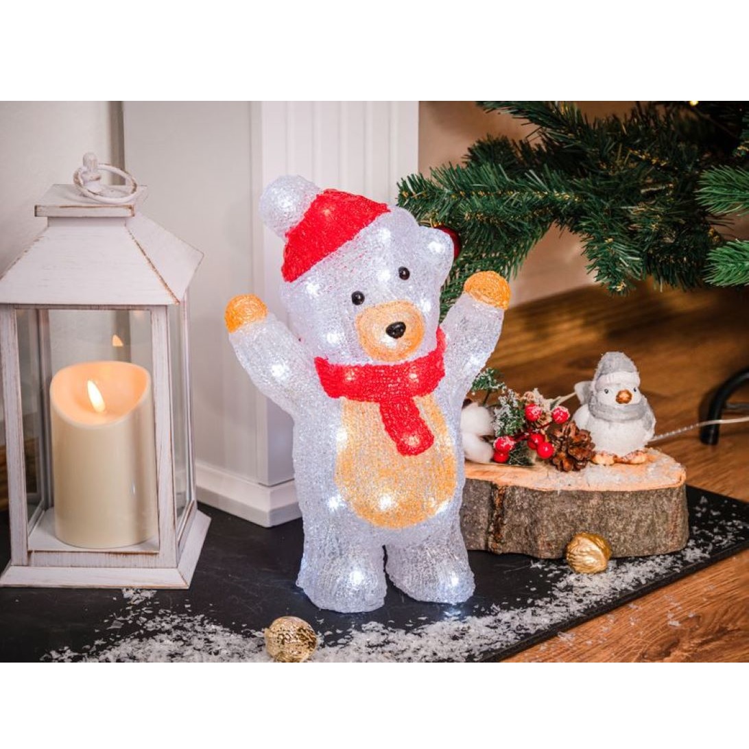 Medveď, 30 LED, studená biela, exteriér