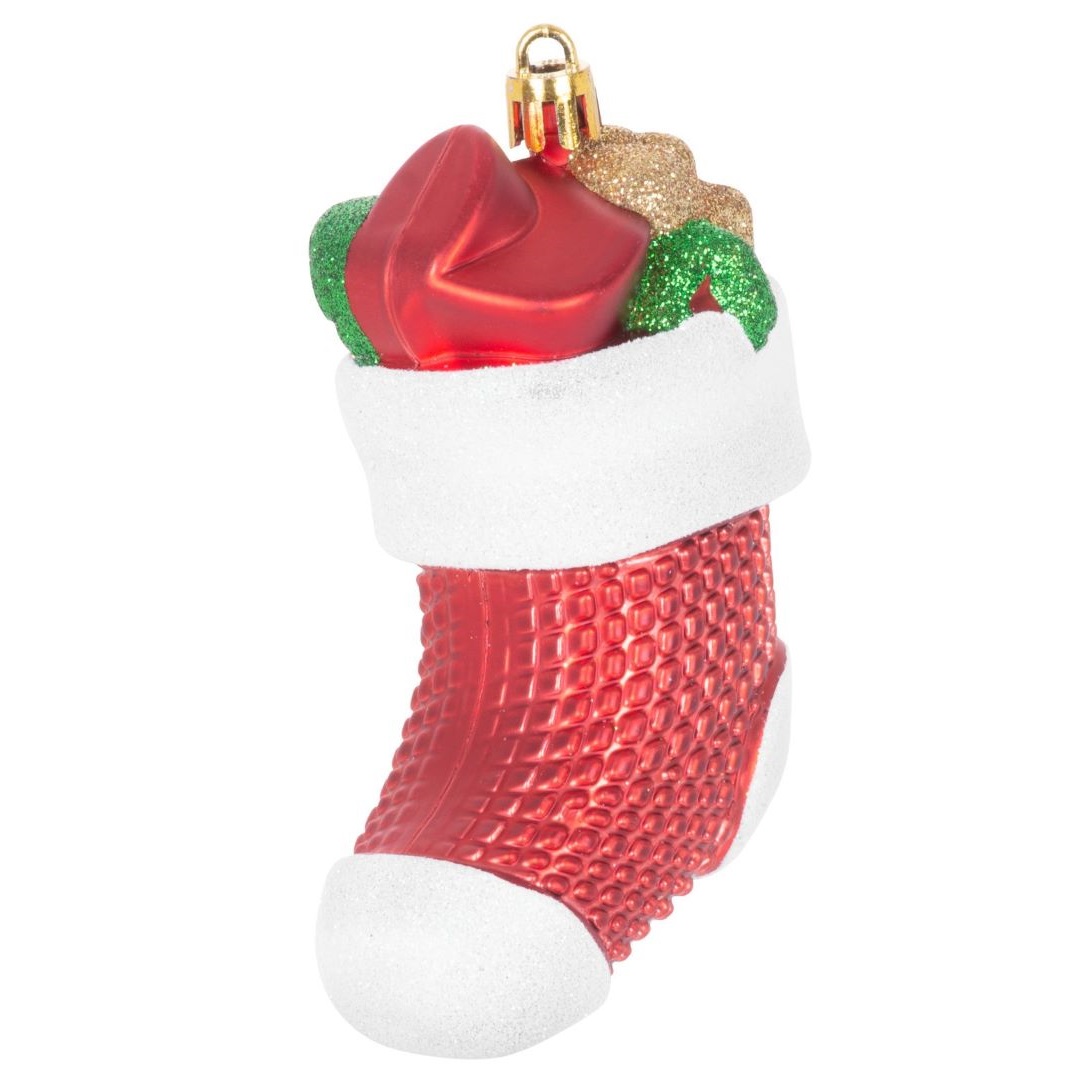 Ozdoba Vianoce, sada, 3 ks, 11 cm, ponožky, červené, na vianočný stromček