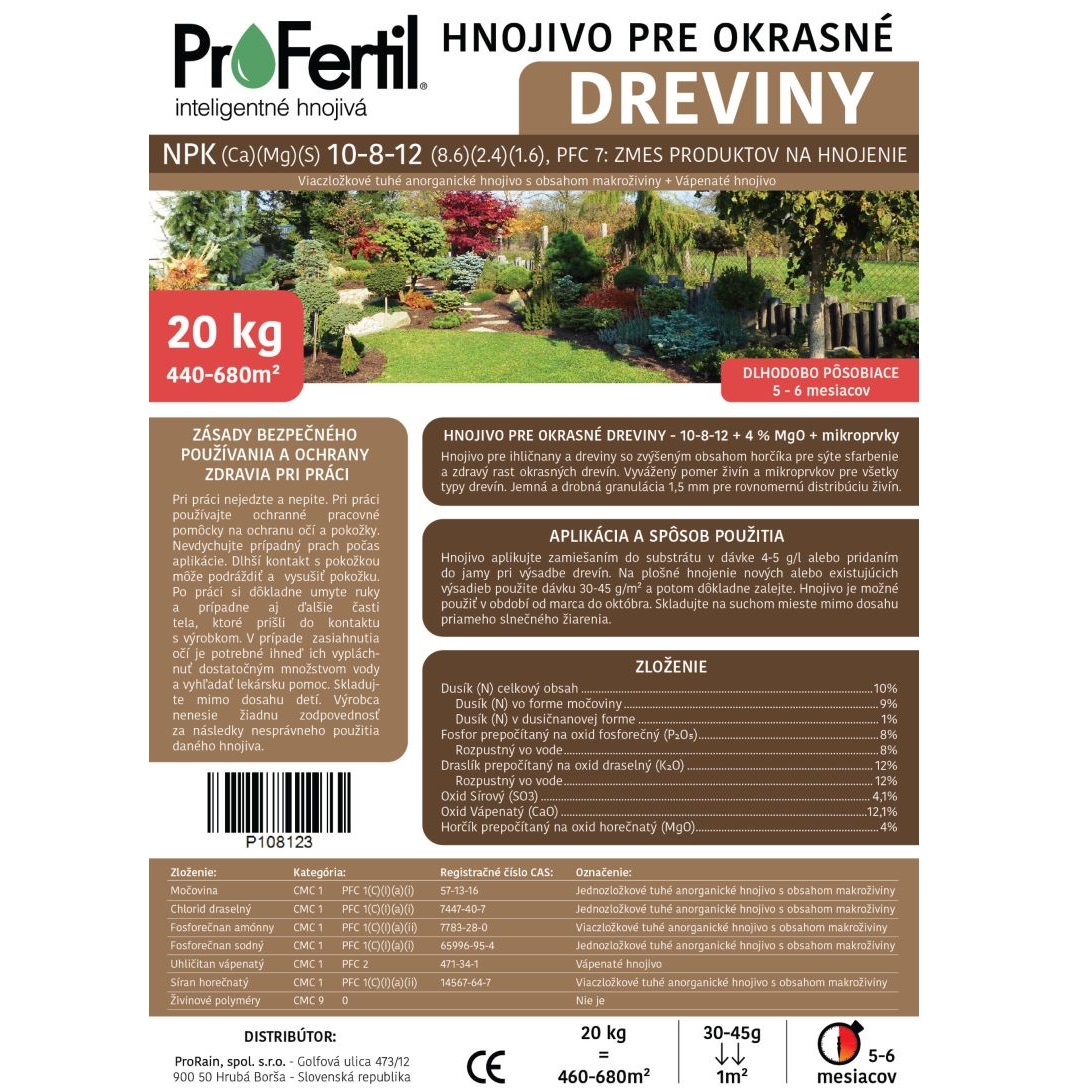 ProFertil DREVINY 10-8-12, 4MgO, 5-6 mesačné hnojivo (20kg)