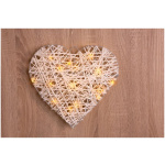 Rattan Metal Heart, 15 LED, 3xAA, IP20, interiér, 30×6 cm