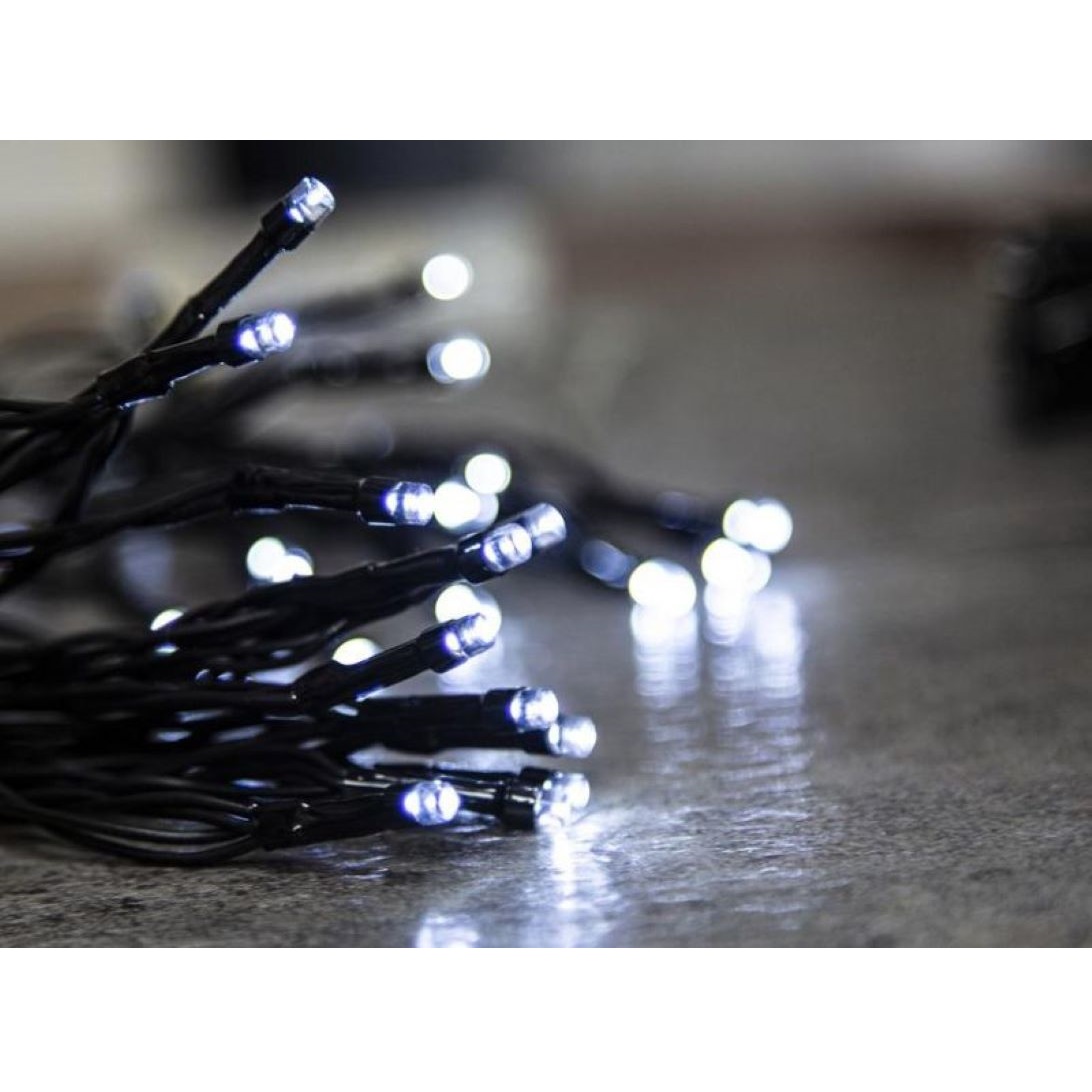 Reťaz Ceibo, 192 LED studená biela, 8 funkcií, časovač, exteriér