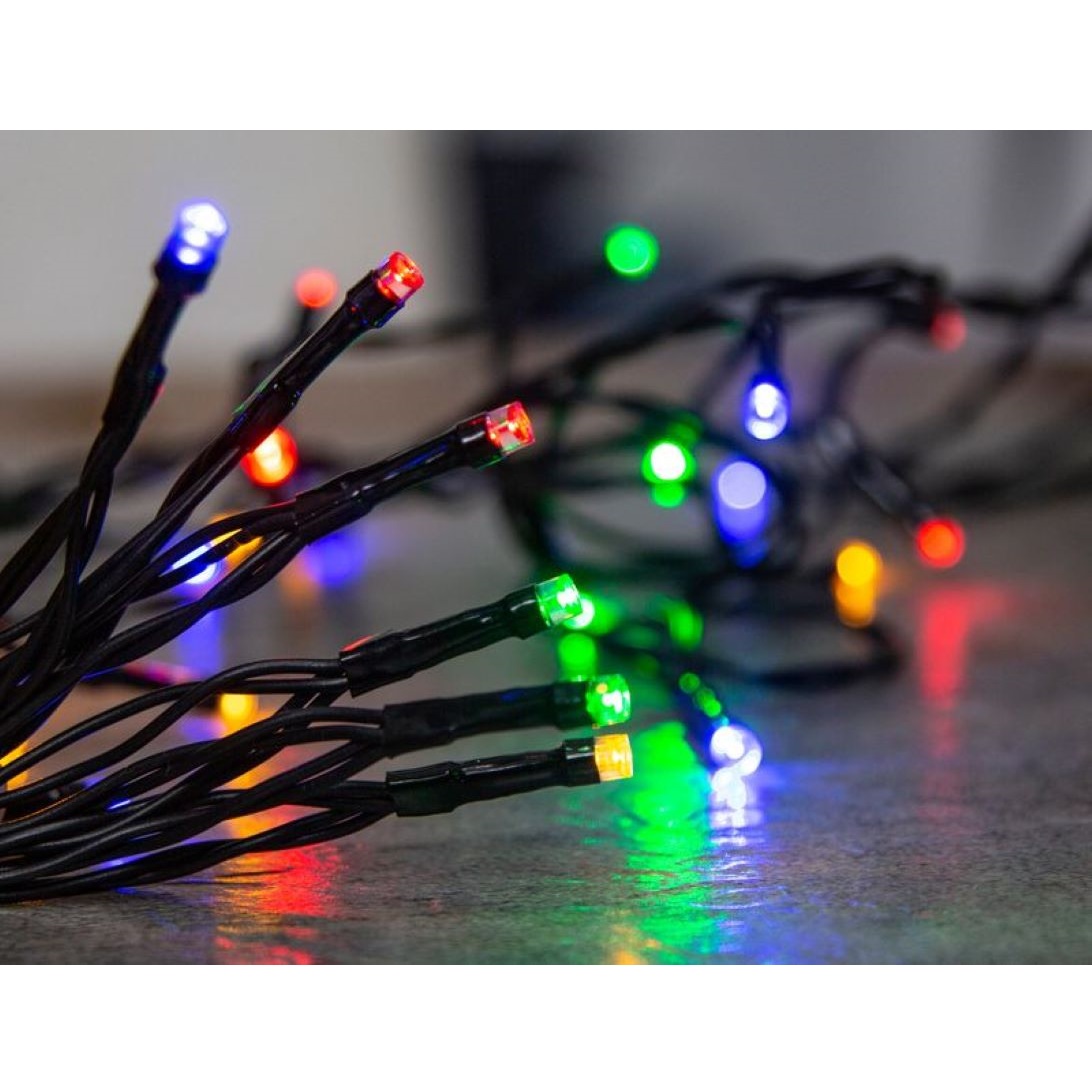 Reťaz Ceibo, 48 LED multicolor, 8 funkcií, časovač, exteriér