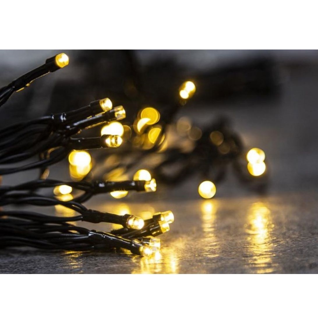 Reťaz Ceibo, 96 LED teplá biela, 8 funkcií, časovač, exteriér