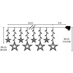 Reťaz Curtain, 138 LED teplá biela, s hviezdami, 230V, 50 Hz, 8 funkcií
