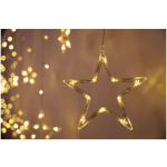 Reťaz Curtain, 138 LED teplá biela, s hviezdami, 230V, 50 Hz, 8 funkcií